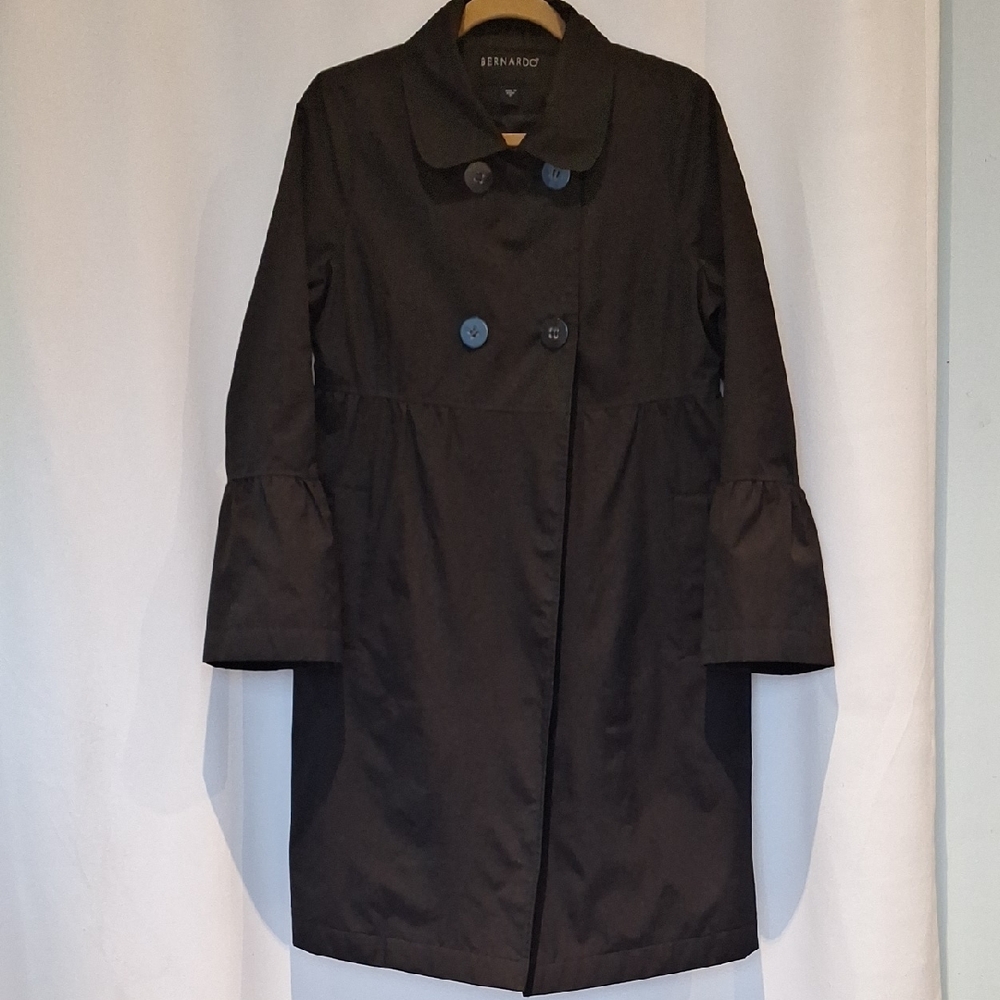 Bernardo Women's Black Bell Sleeve Trench Coat Size M
